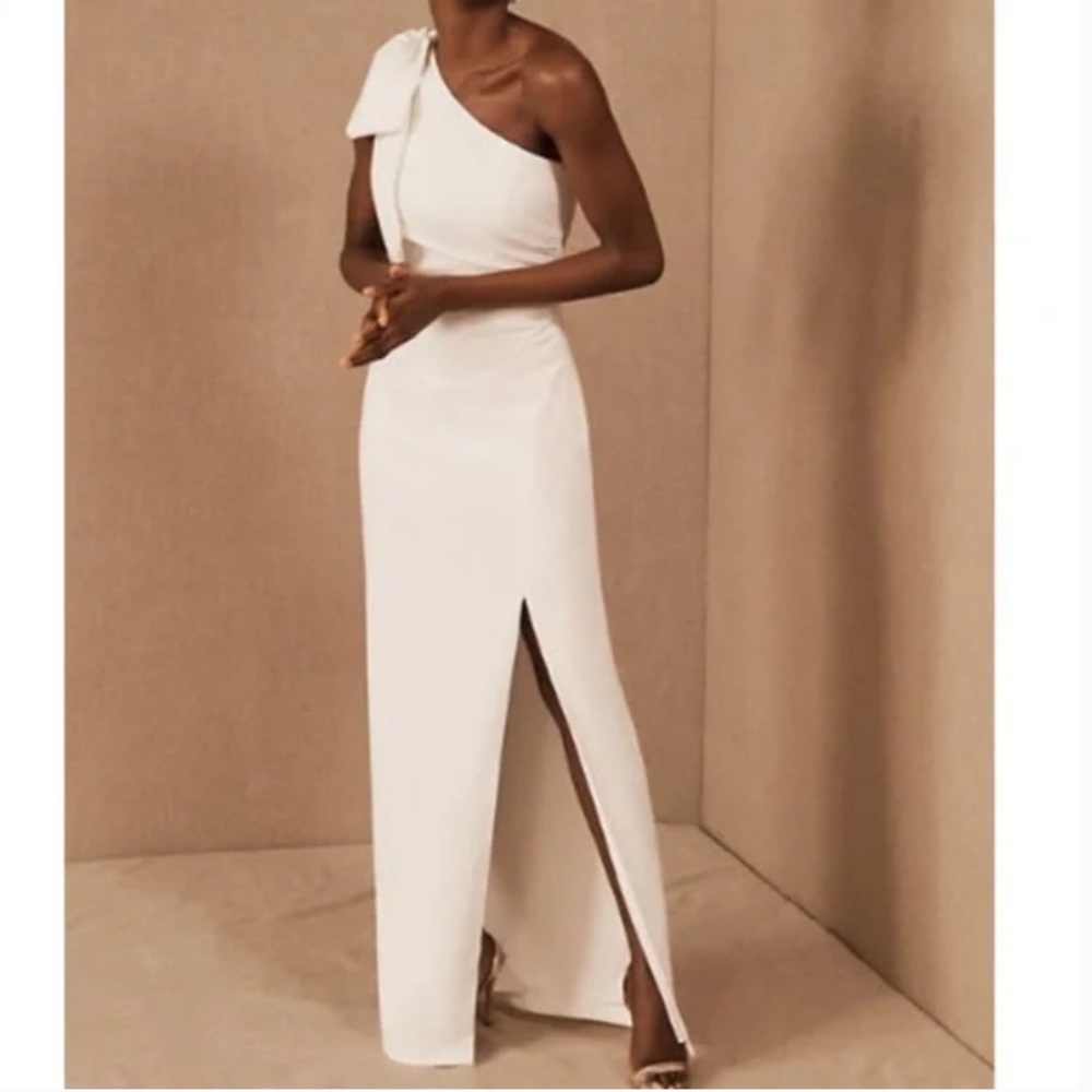 RARE BHLDN Monique Lhuillier Lionel One-Shoulder Dress White - Worn Once!